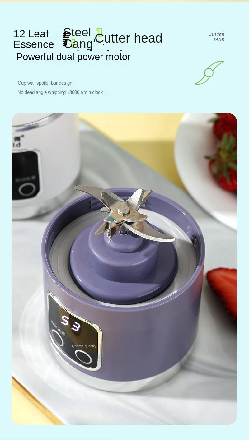 Mélangeur domestique Portable, presse-agrumes électrique concassé, avec 3 vitesses, grande capacité de 450ML, tasse de jus à affichage numérique