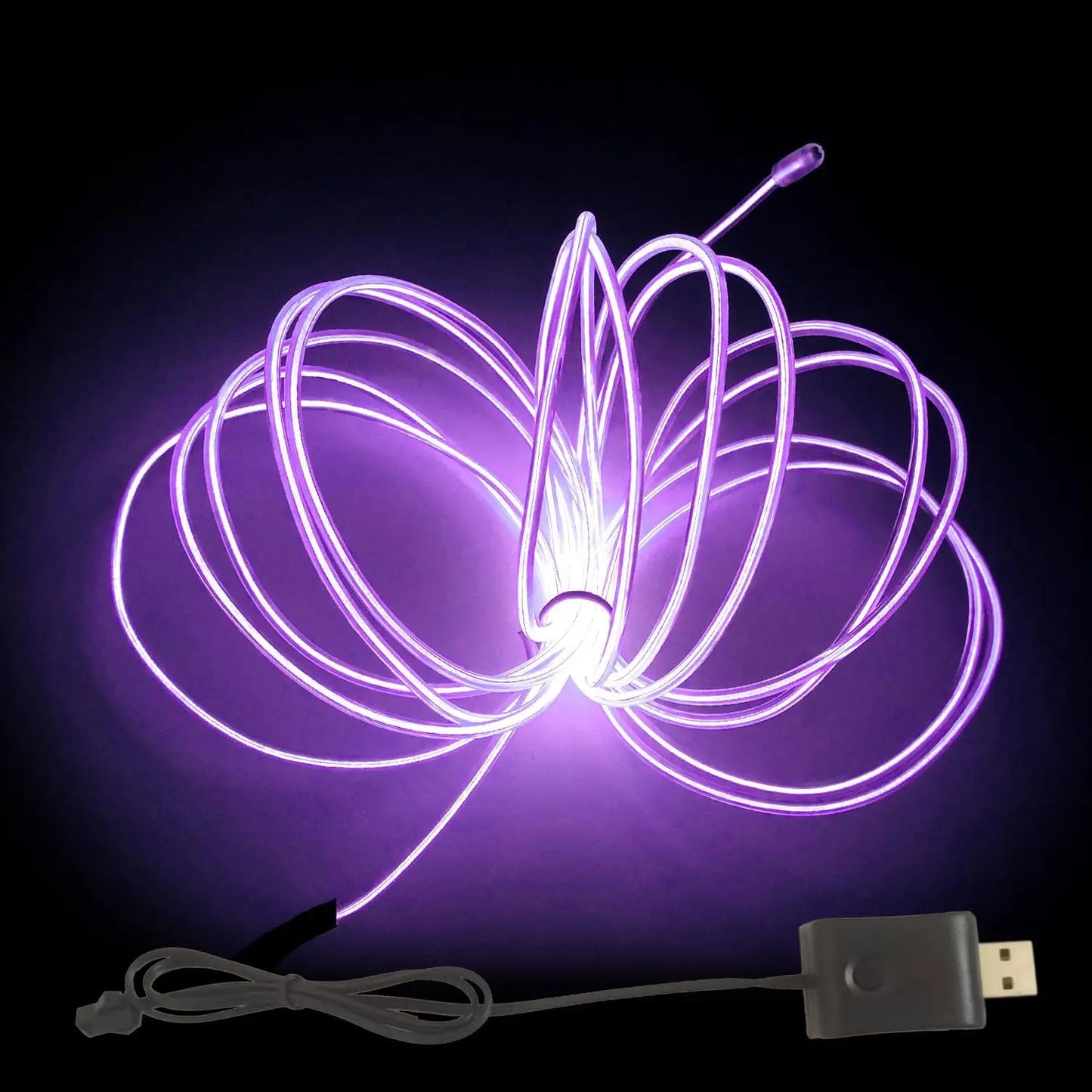 EL – fil lumineux de couleur 3M/5M/10M, avec adaptateur USB, bande lumineuse néon 360, corde lumineuse découpable pour fête d'halloween, décoration DIY