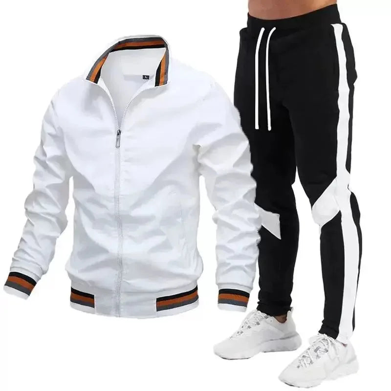 Survêtement pour hommes, jogging décontracté, vêtements de sport, vestes et pantalons, ensembles de 2 pièces, col montant, combinaison de sport, Jogging, Fitness