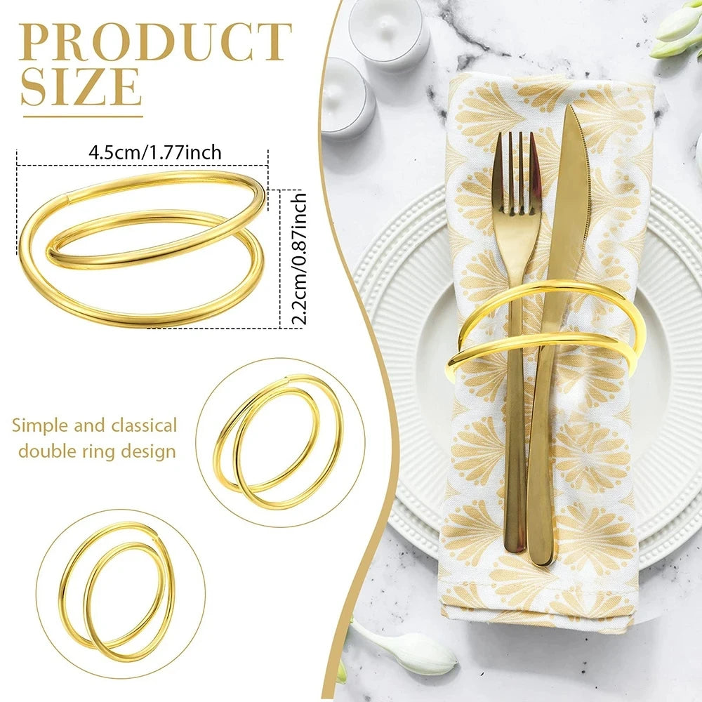 Anneau de serviette en or exquis, anneaux de serviette en métal pour dîner de mariage, décoration de Table d'hôtel, porte-serviettes