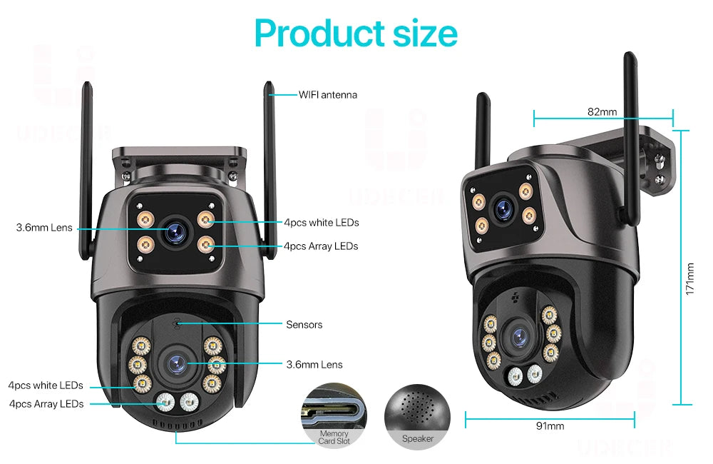 4K 8MP HD Wifi PTZ caméra extérieure 4MP double objectif double écran AI suivi automatique caméra IP CCTV Audio vidéo Surveillance P2P iCSee