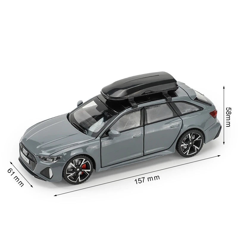 Modèle de voiture jouet Audi RS6 avec son et lumière, portes ouvertes en alliage moulé sous pression, jouet de Collection pour garçon et adulte, cadeau de Festival, 1/32
