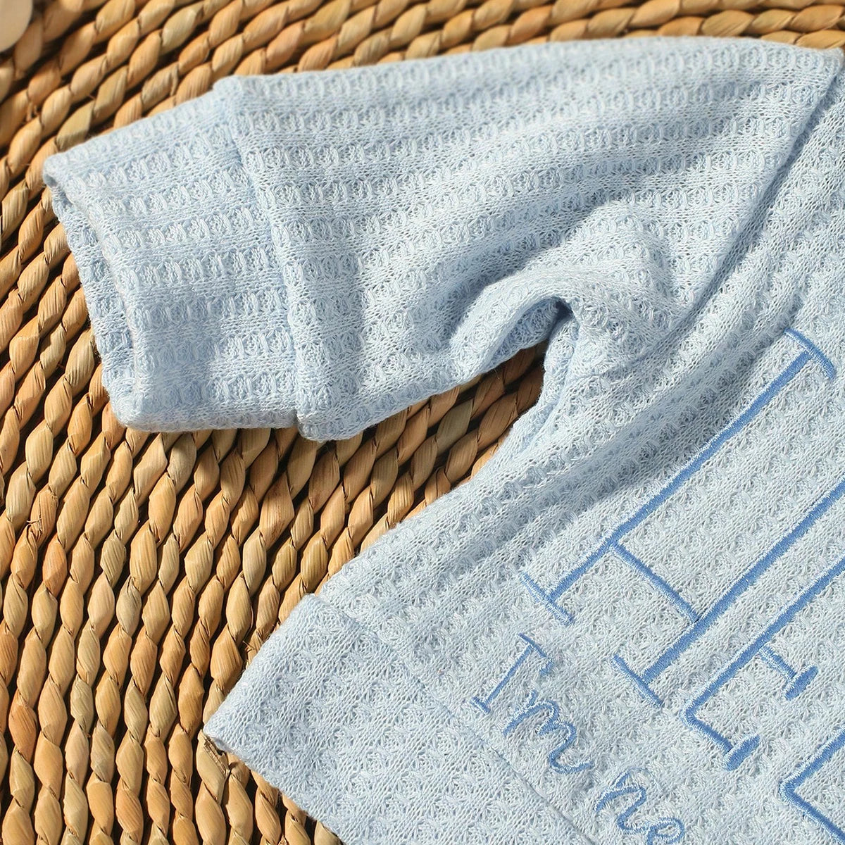 Ylsteed "bonjour" broderie nouveau-né photographie accessoires infantile barboteuse combinaison avec chapeau à nœud bébé à la maison tenue bébé Photo cadeau