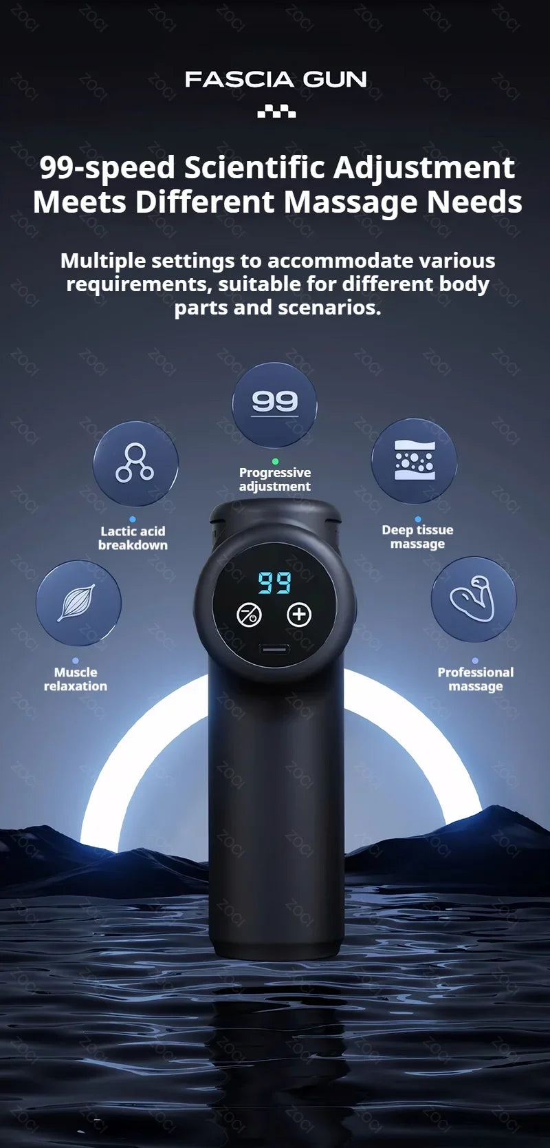 Mini pistolet de Massage Portable à 99 niveaux, pistolet à Fascia portatif, affichage numérique, masseur musculaire par Vibration, masseur de tissus profonds pour le corps