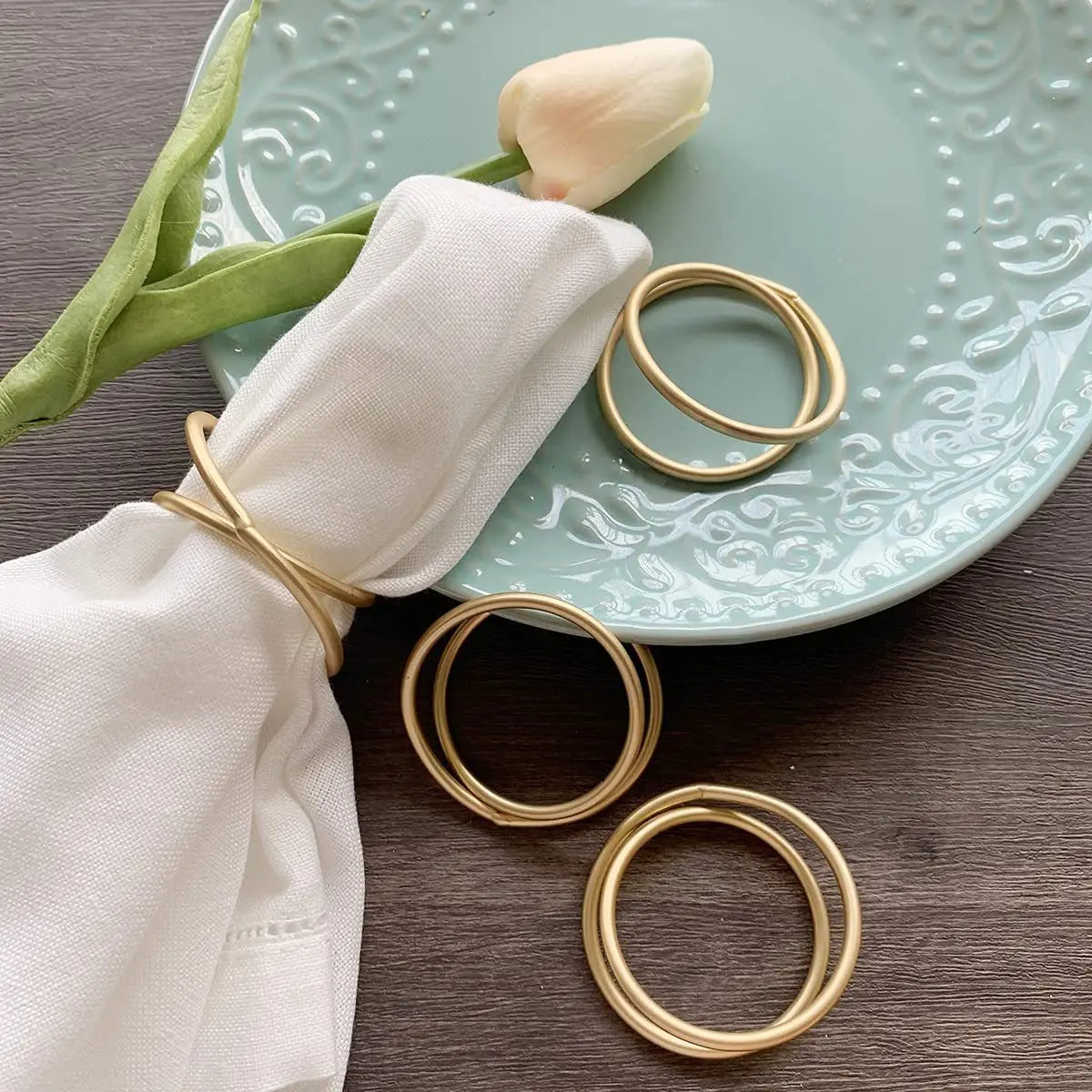 Anneau de serviette en or exquis, anneaux de serviette en métal pour dîner de mariage, décoration de Table d'hôtel, porte-serviettes