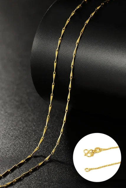 Chaîne de collier couleur or 14k pour femmes, boîte, os de serpent/étoilé/chaîne croisée, collier de 18 pouces, bijoux fins, cadeaux