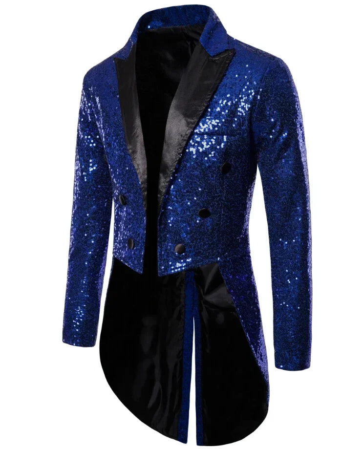 Manteau de Costume à paillettes dorées brillantes pour hommes, veste de smoking à Double boutonnage pour marié de mariage, Costume de fête sur scène de bal