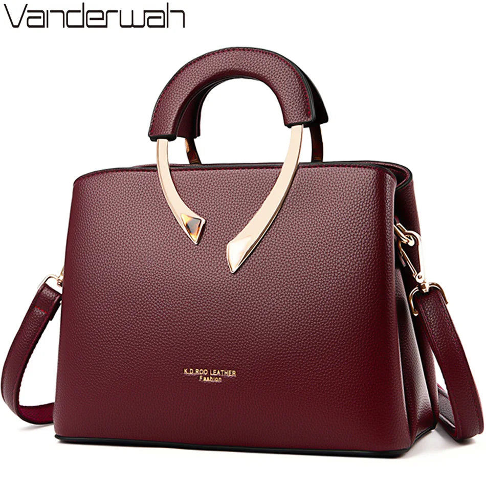 VANDERWAH véritable haute qualité en cuir fourre-tout décontracté sacs à main de luxe femmes sacs concepteur épaule sacs à bandoulière pour les femmes 2024