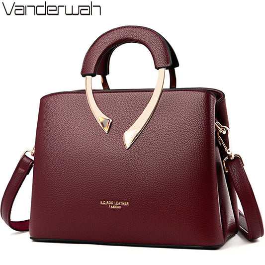 VANDERWAH véritable haute qualité en cuir fourre-tout décontracté sacs à main de luxe femmes sacs concepteur épaule sacs à bandoulière pour les femmes 2024