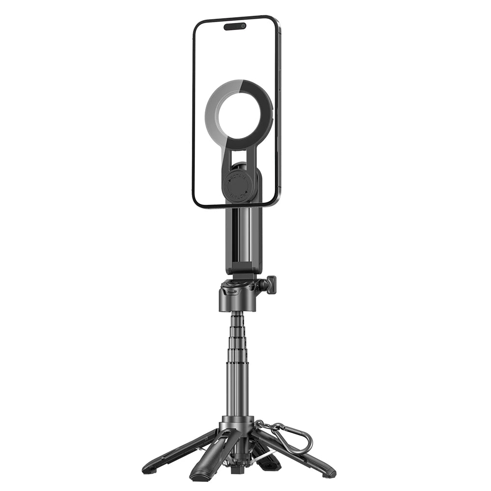 Trépied de téléphone magnétique sans fil, poignée de téléphone, perche à Selfie, trépied de bureau pour iPhone 16 15 14 13 12 Pro Max pour support de téléphone Samsung