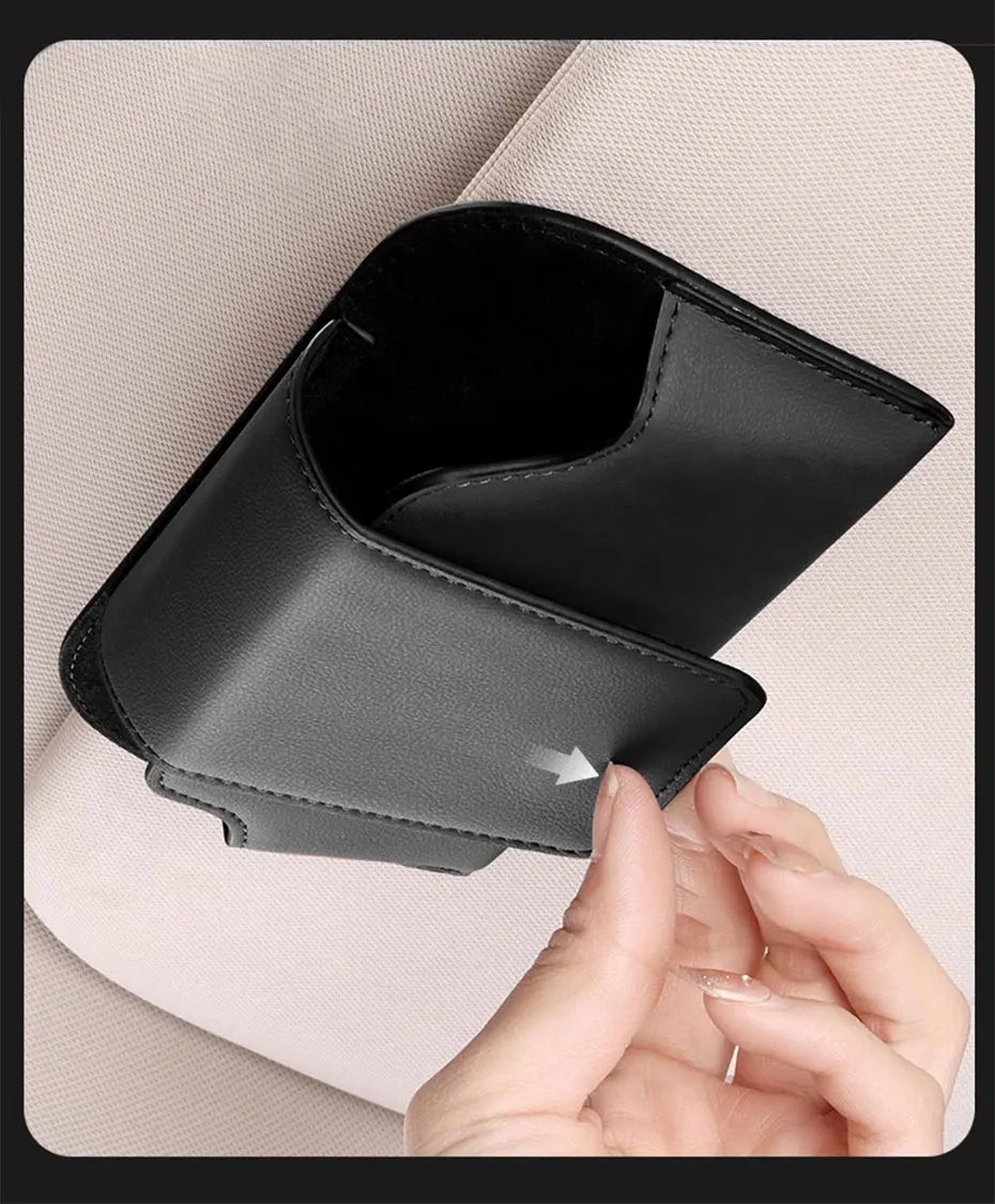 SEAMETAL – porte-lunettes pare-soleil en cuir de vache, boîte de protection pour lunettes de soleil résistantes à l'usure, mallette de rangement pour lunettes automobiles