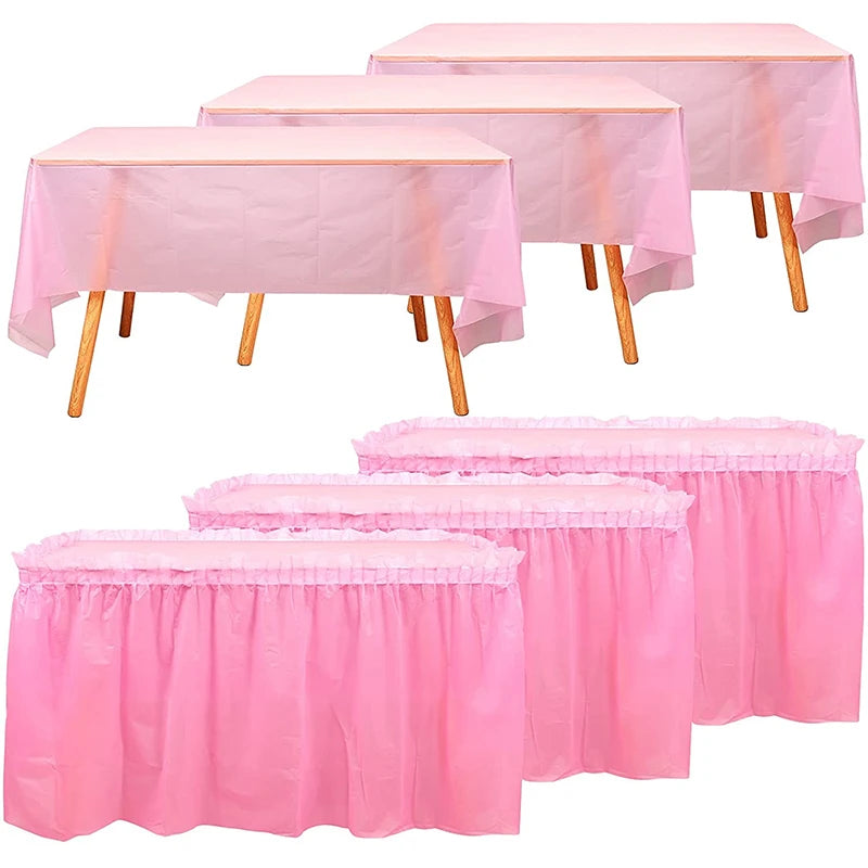 Holaroom jupe de Table jetable en plastique fête 6 couleurs 75x430 cm couverture de Table pour joyeux anniversaire fête mariage Festival décoration