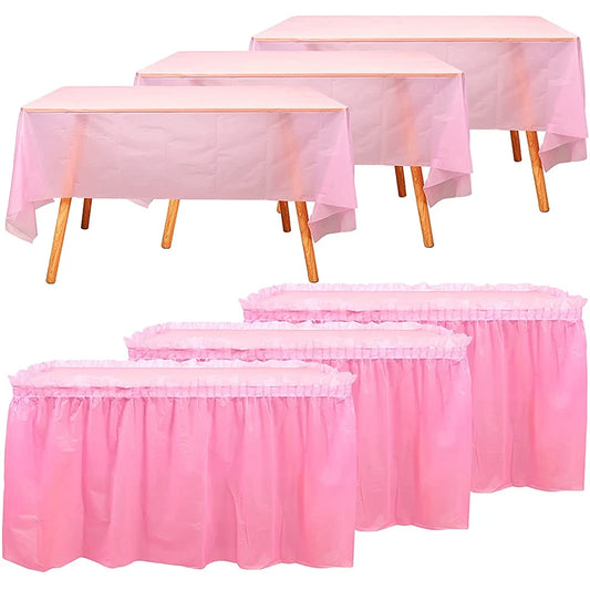 Holaroom jupe de Table jetable en plastique fête 6 couleurs 75x430 cm couverture de Table pour joyeux anniversaire fête mariage Festival décoration