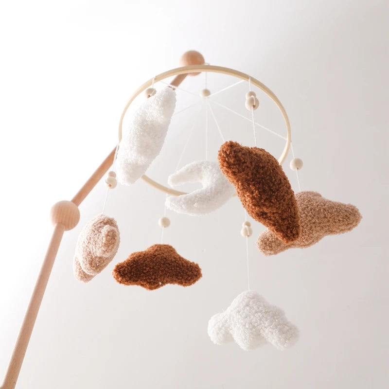 Berceau de bébé lit Mobile cloche hochet jouets en bois Crochet étoiles pendentif lit cloche jouets nouveau-né confort berceau support suspendus jouets cadeaux
