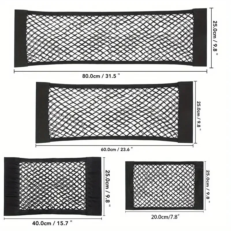 Sac de rangement universel pour voiture Filet de coffre à double maille Sac de rangement intégré Filet de fixation pour extincteur Filet antidérapant Filet de rangement voiture Filet de coffre double maille automobile