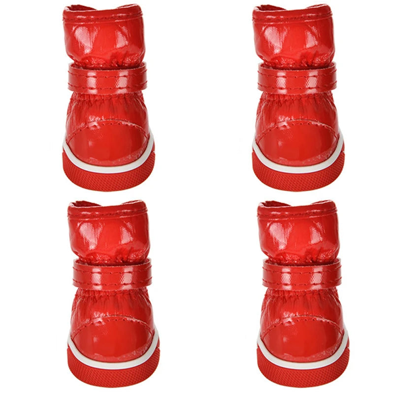 Chaussures d'hiver chaudes et imperméables pour animaux de compagnie, bottes de neige pour chien souriant, chaussures de pluie pour chiot, accessoires pour chihuahua et bouledogue, 4 pièces/ensemble