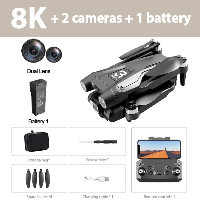 Xiaomi-Drone ATA JIA Z908 Pro /MAX 8K ESC 4K, professionnel, localisation de flux optique, évitement d'obstacles à 3 côtés, jouets quadricoptères