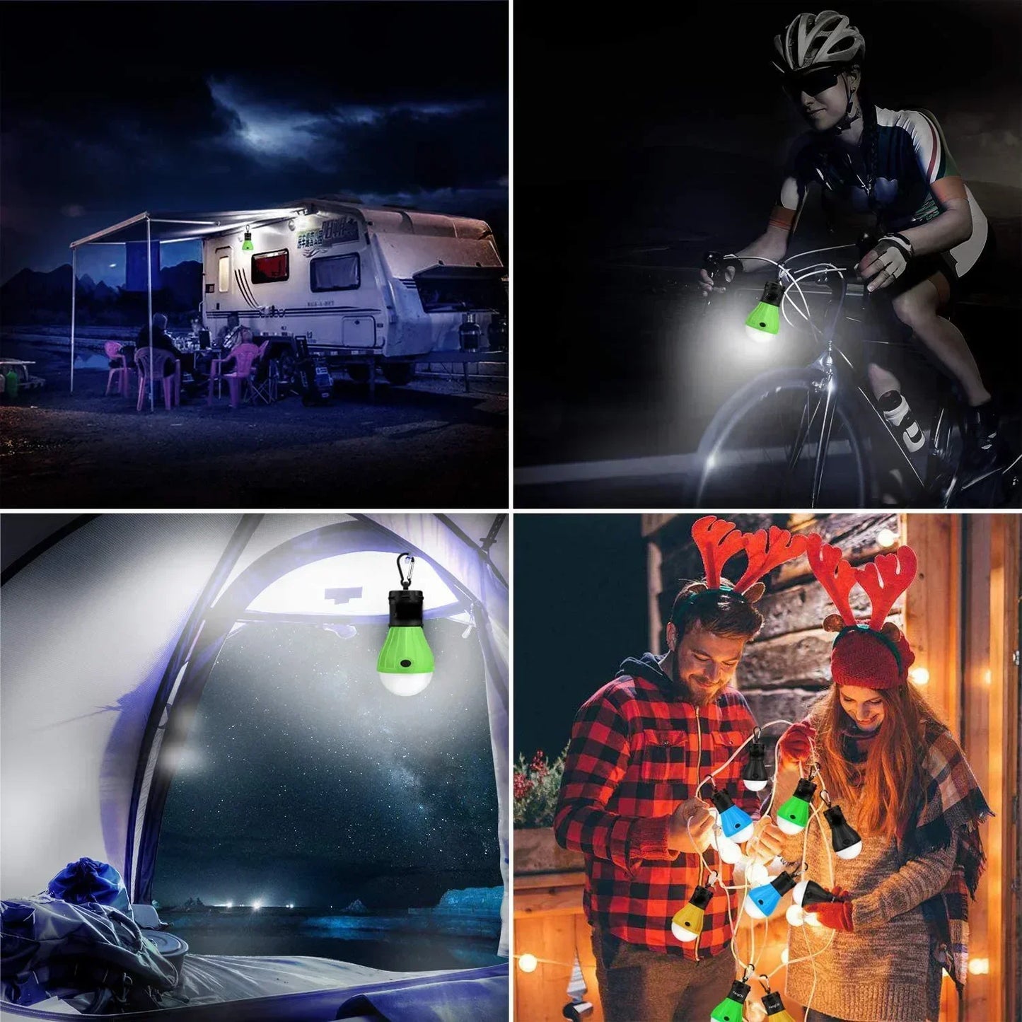 Lampe de tente extérieure Ampoule LED Lampe à crochet portable Lampe de camping adaptée aux sacs à dos extérieurs Voyant d'avertissement de sécurité pour enfants