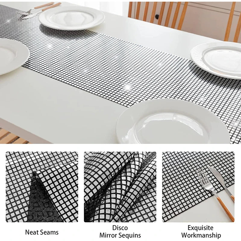 Chemin de Table Disco à paillettes, 7 couleurs, miroir, feuille d'or/argent, décoration de Table à manger métallique pour fête de mariage, anniversaire
