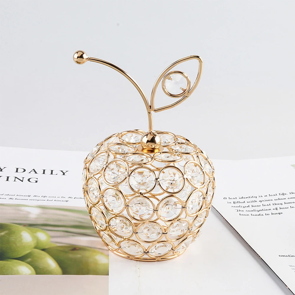 Ornements de pomme en cristal créatifs, strass scintillants en forme d'ananas, miniature de poire de neige, artisanat de décoration pour la maison, accessoires de photographie