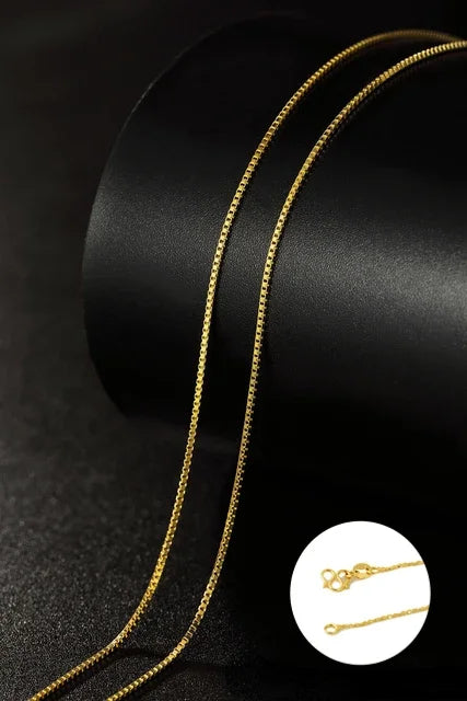 Chaîne de collier couleur or 14k pour femmes, boîte, os de serpent/étoilé/chaîne croisée, collier de 18 pouces, bijoux fins, cadeaux