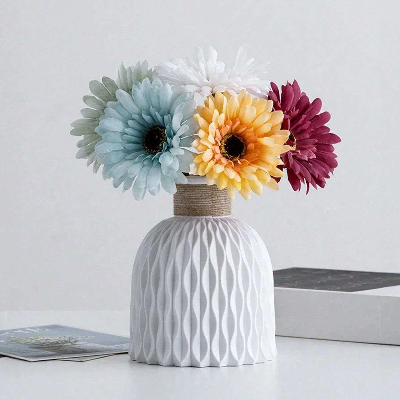 Vase à fleurs en plastique, Vase en fausse céramique pour la décoration de la maison, arrangements floraux, décoration de la maison, Vase à fleurs, centre commercial, décoration de Table
