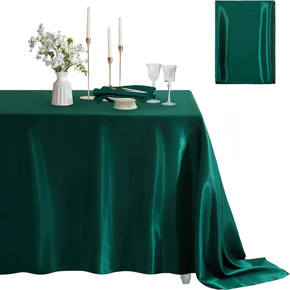 Nappe rectangulaire en Satin pour mariage, blanc et noir, pour fête d'anniversaire, événements, Banquet, décoration de dîner à domicile