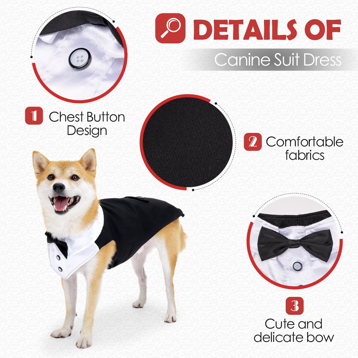 Costume de smoking pour chien, chemise à nœud papillon de mariage pour chien Prince, tenue de mariage formelle pour chiens de grande et moyenne taille, Golden Retriever Samo