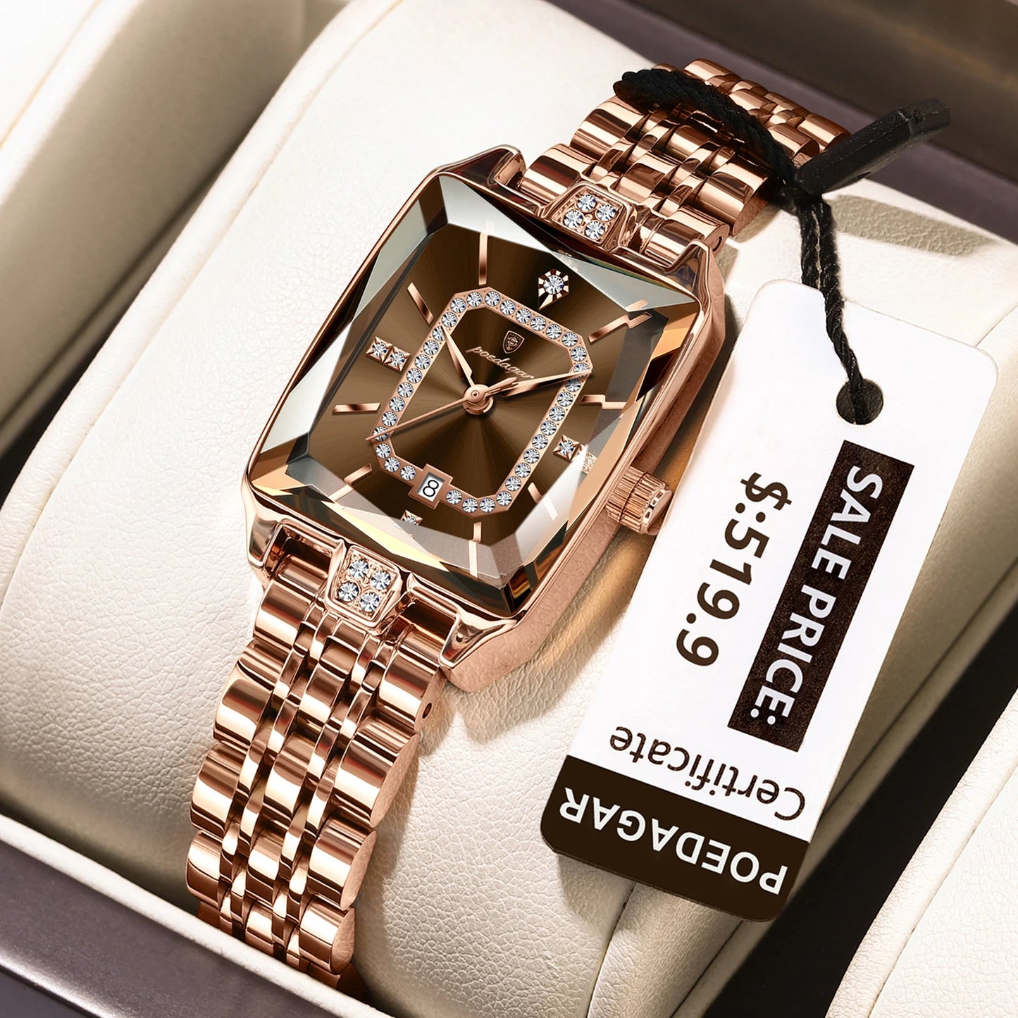 POEDAGAR montre de luxe pour femme calendrier étanche haute qualité dames montre en acier inoxydable Quartz femmes montres élégant + boîte