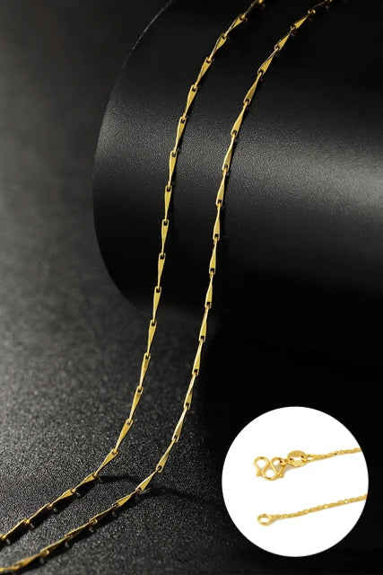 Chaîne de collier couleur or 14k pour femmes, boîte, os de serpent/étoilé/chaîne croisée, collier de 18 pouces, bijoux fins, cadeaux