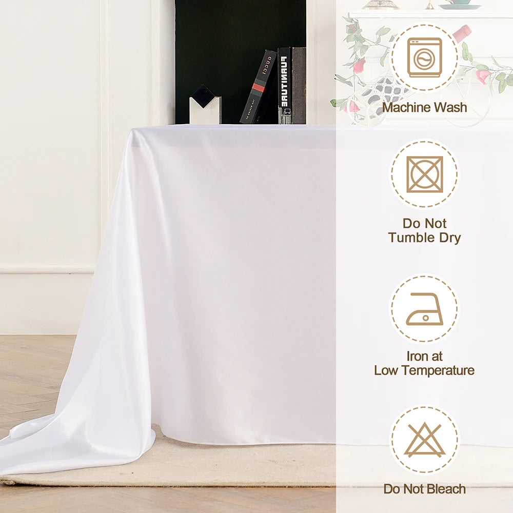 Nappe rectangulaire en Satin pour mariage, blanc et noir, pour fête d'anniversaire, événements, Banquet, décoration de dîner à domicile