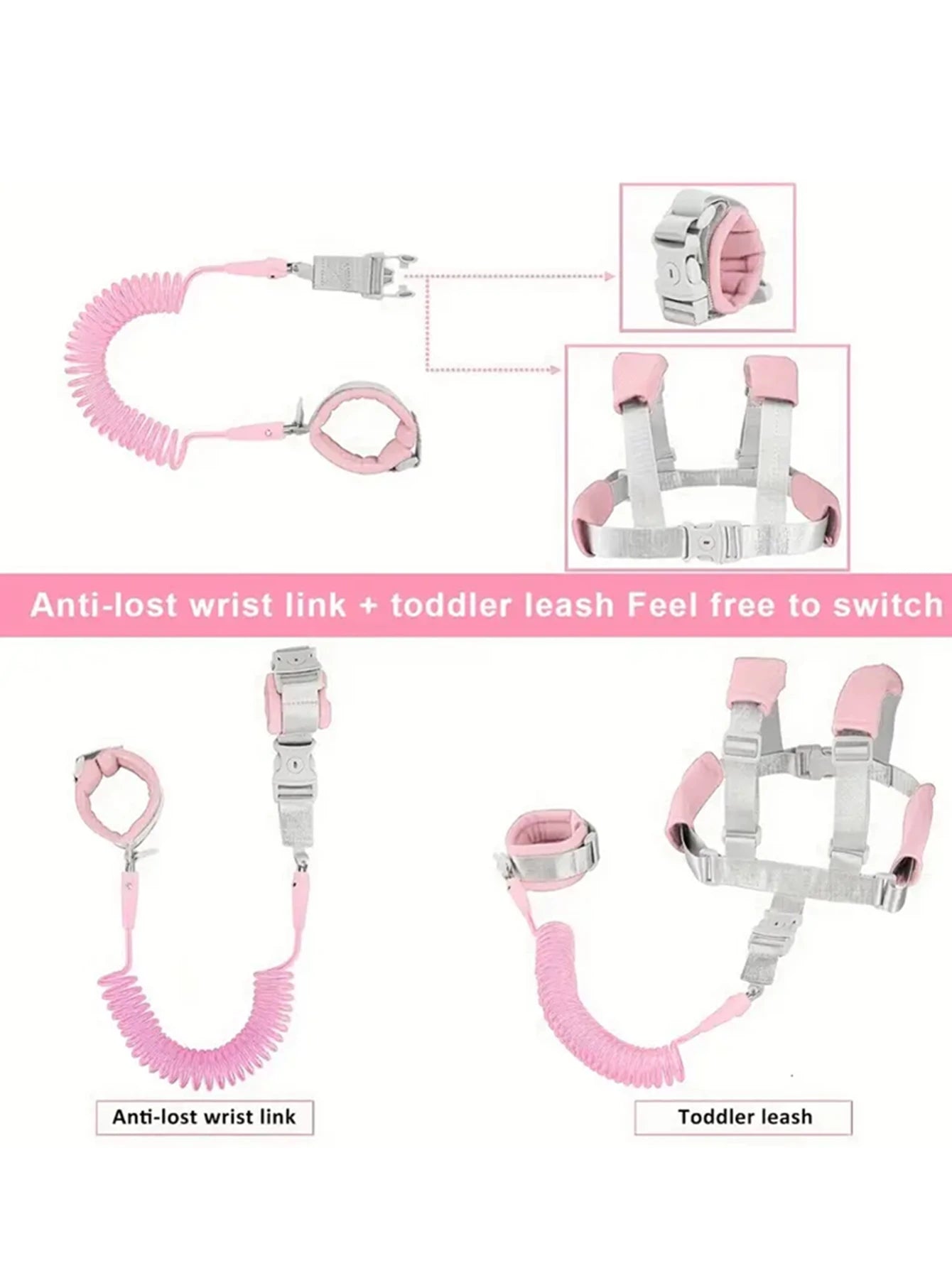 Ceinture de prévention des pertes pour nourrissons et jeunes enfants, corde de Traction, Bracelet de prévention des pertes pour bébé, corde à ressort de 1.5m, marche sûre pour bébé