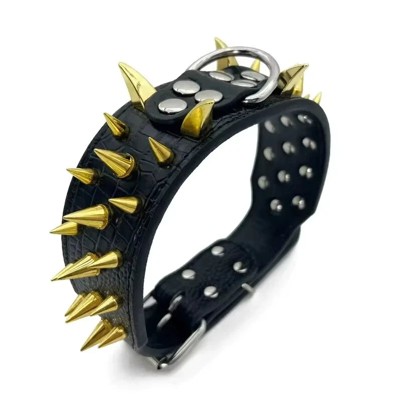 Ensemble collier et laisse pour chien à pointes, collier pour chien en cuir à rivets, collier réglable pour la marche en plein air