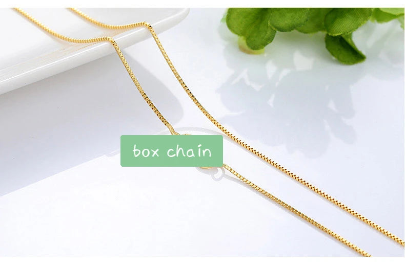 Chaîne de collier couleur or 14k pour femmes, boîte, os de serpent/étoilé/chaîne croisée, collier de 18 pouces, bijoux fins, cadeaux