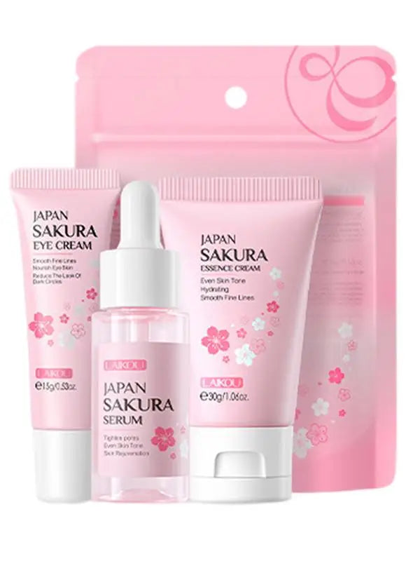 Coffret de soins pour le visage Crème nettoyante Sakura Essence Tonique hydratant blanchissant et anti-âge Crème pour les yeux Sérum pour le visage Soins de la peau pour les yeux