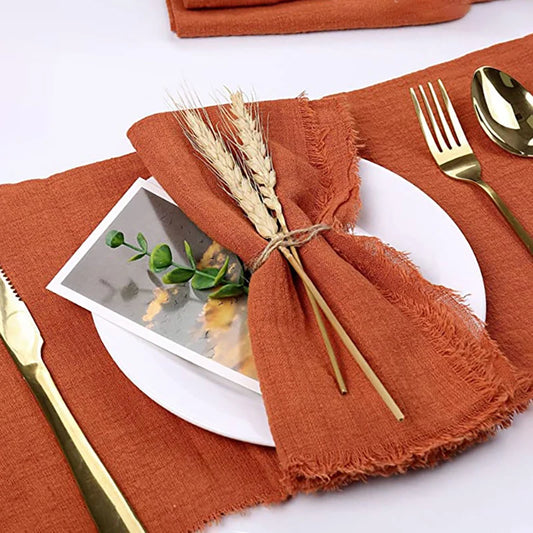 10 pièces 32x32 cm vente en gros gaze de terre cuite serviette en coton serviette de thé réutilisable fête de mariage décor de Table de noël rétro bavures serviette