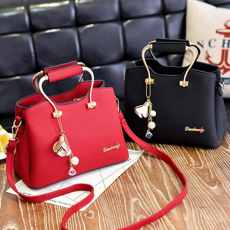 Sacs à poignée de luxe pour femmes, sac à bandoulière pendentif en cuir PU, sacoche de grande capacité, sacs pour maman d'âge moyen, fourre-tout