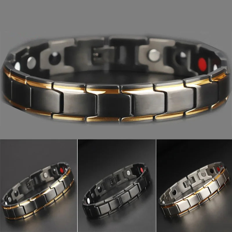 Offre spéciale de luxe mode santé énergie Bracelet hommes en acier inoxydable Bio magnétique Anti-fatigue Anti-rayonnement Bracelets bijoux