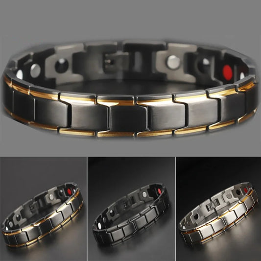 Offre spéciale de luxe mode santé énergie Bracelet hommes en acier inoxydable Bio magnétique Anti-fatigue Anti-rayonnement Bracelets bijoux