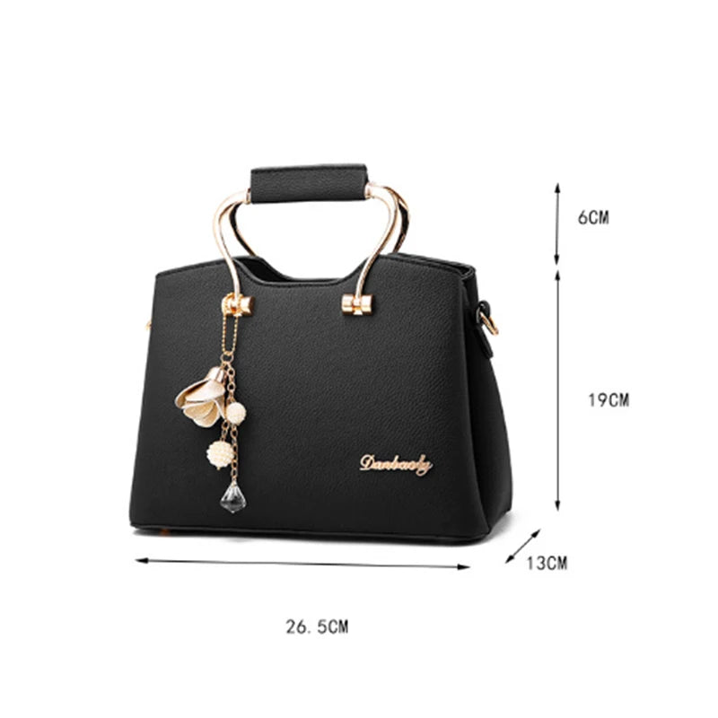 Sacs à poignée de luxe pour femmes, sac à bandoulière pendentif en cuir PU, sacoche de grande capacité, sacs pour maman d'âge moyen, fourre-tout