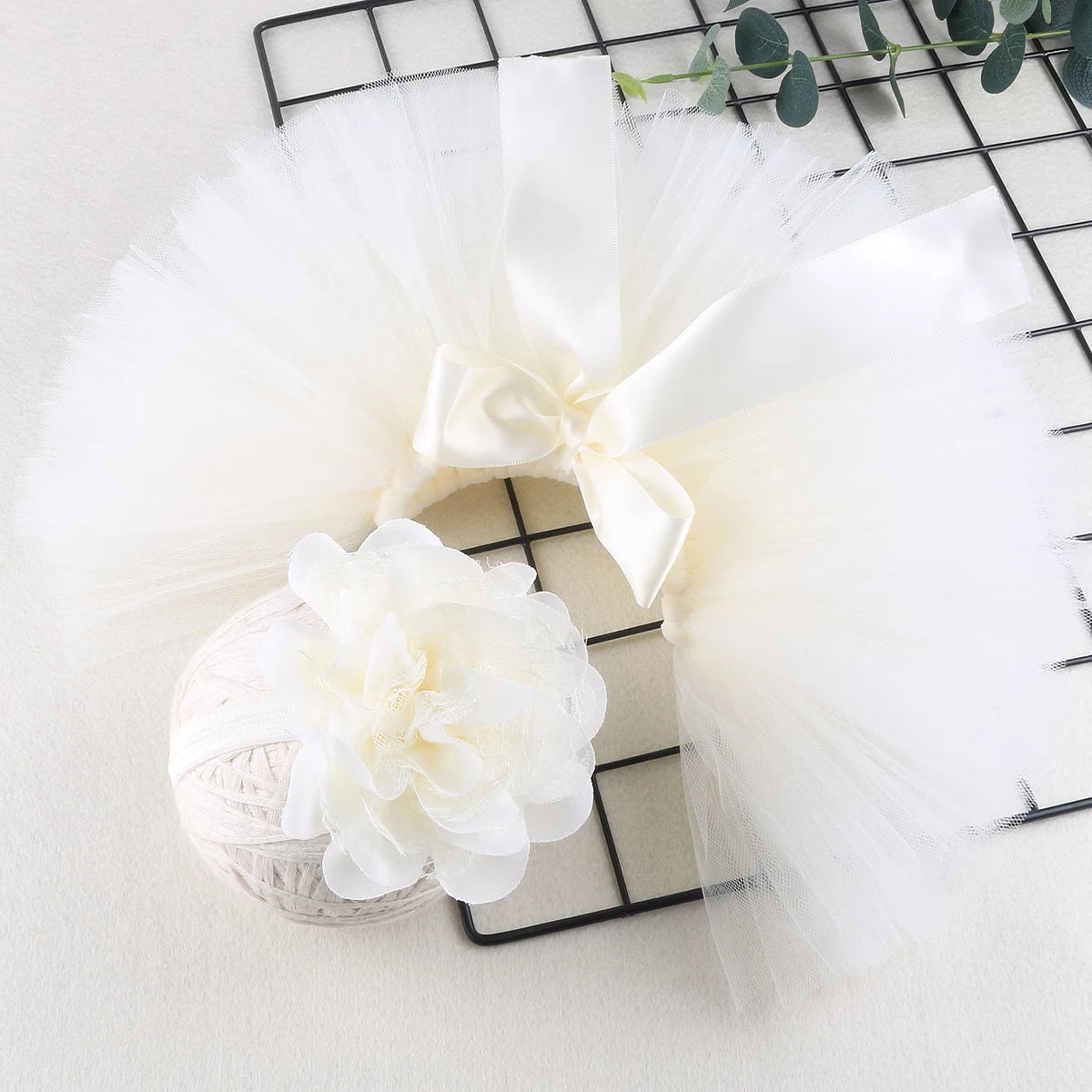 Ylsteed – tenues de photographie pour nouveau-né fille, jupe Tutu faite à la main avec bandeau fleuri, vêtements de princesse, accessoires Photo pour bébé fille