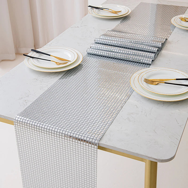 Chemin de Table Disco à paillettes, 7 couleurs, miroir, feuille d'or/argent, décoration de Table à manger métallique pour fête de mariage, anniversaire