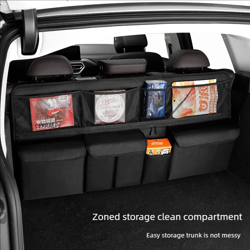 Sac de rangement pour coffre de voiture, sac suspendu pour dossier de siège de voiture SUV, sac de rangement multifonctionnel en maille, articles de rangement pour intérieur de voiture
