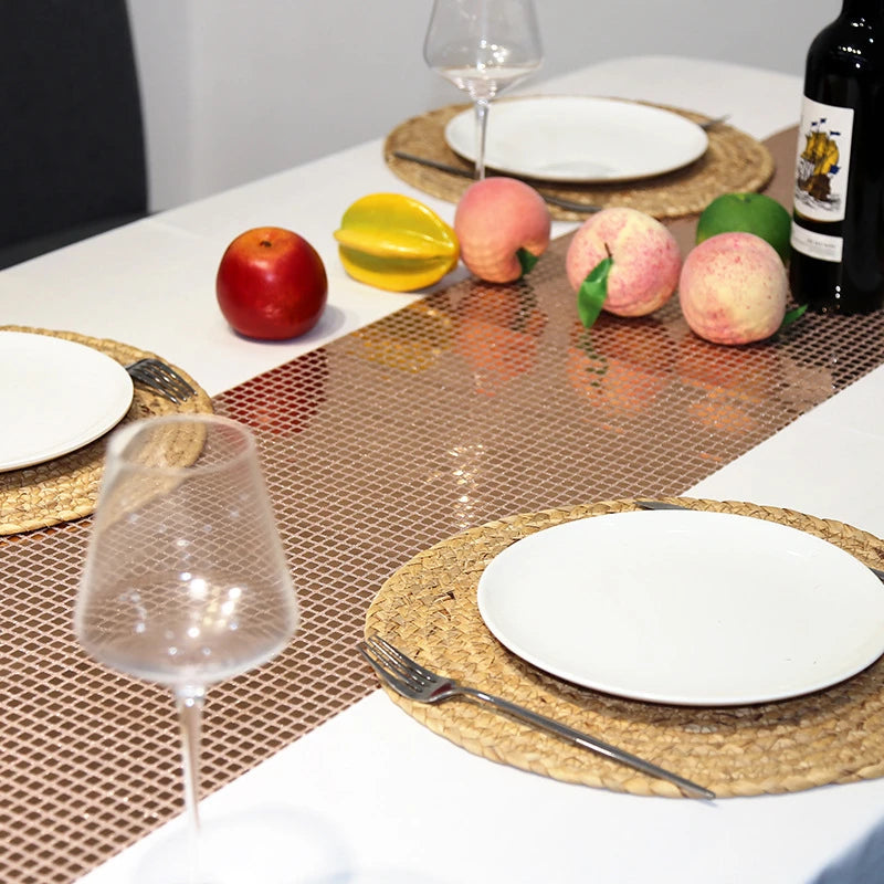 Chemin de Table Disco à paillettes, 7 couleurs, miroir, feuille d'or/argent, décoration de Table à manger métallique pour fête de mariage, anniversaire