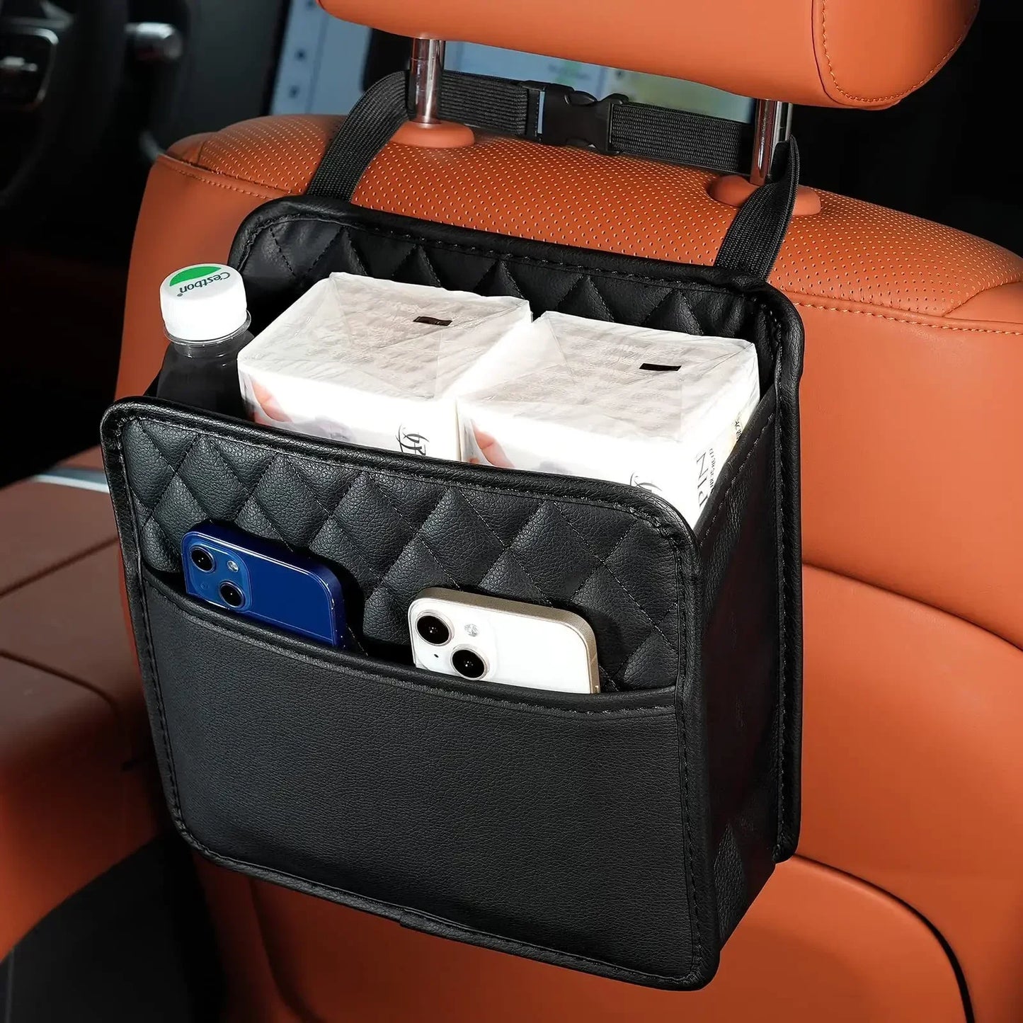 Sac de rangement multifonction en cuir PU pour dossier de siège de voiture, pour Renault Clio Laguna Megane Duster, porte-gobelet en tissu, poche pour déchets