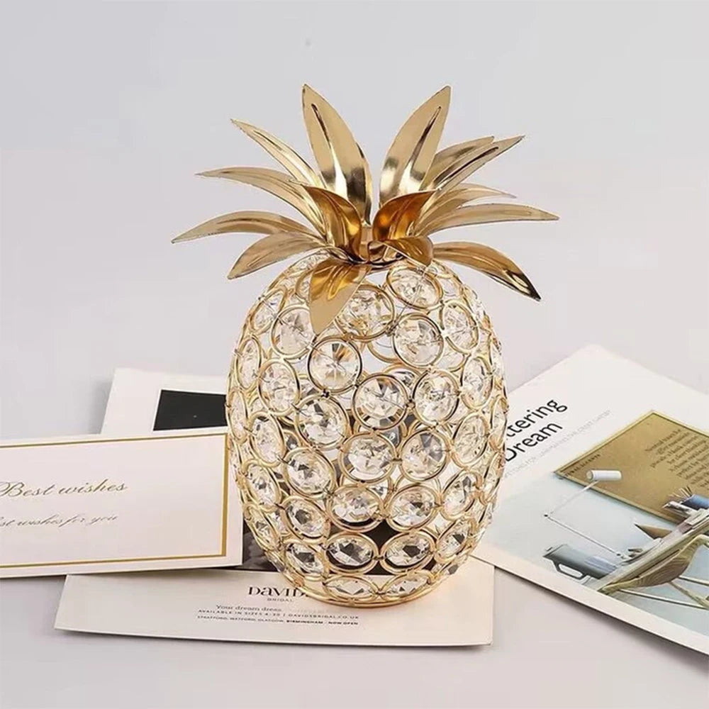 Ornements de pomme en cristal créatifs, strass scintillants en forme d'ananas, miniature de poire de neige, artisanat de décoration pour la maison, accessoires de photographie
