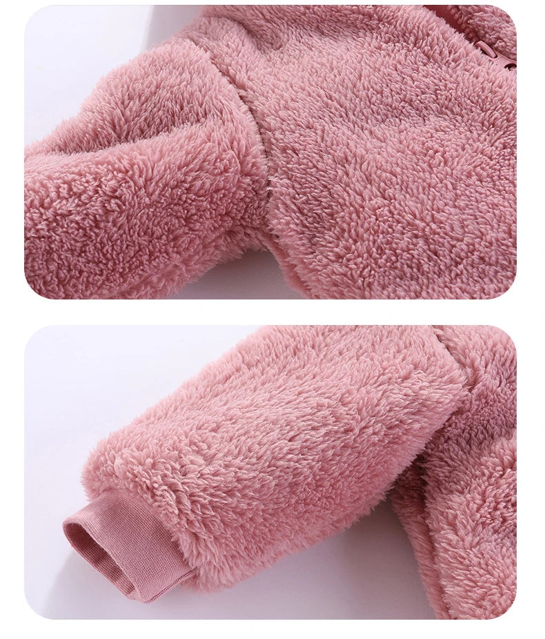Barboteuse pour nouveau-né, ours en peluche mignon, garçon, automne hiver, garde au chaud, à capuche, combinaison globale pour nourrissons filles, vêtements d'extérieur