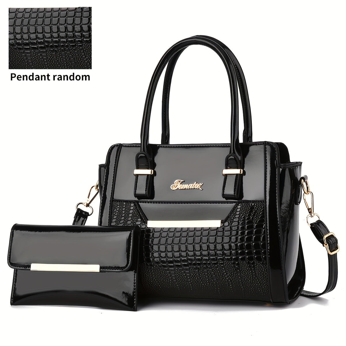 Set Women's Handbags, Elegant Vintage PU Leather Tote With Lizard & Octopus Embossing, Large Capacity Shoulder Bag For Daily & Office Use