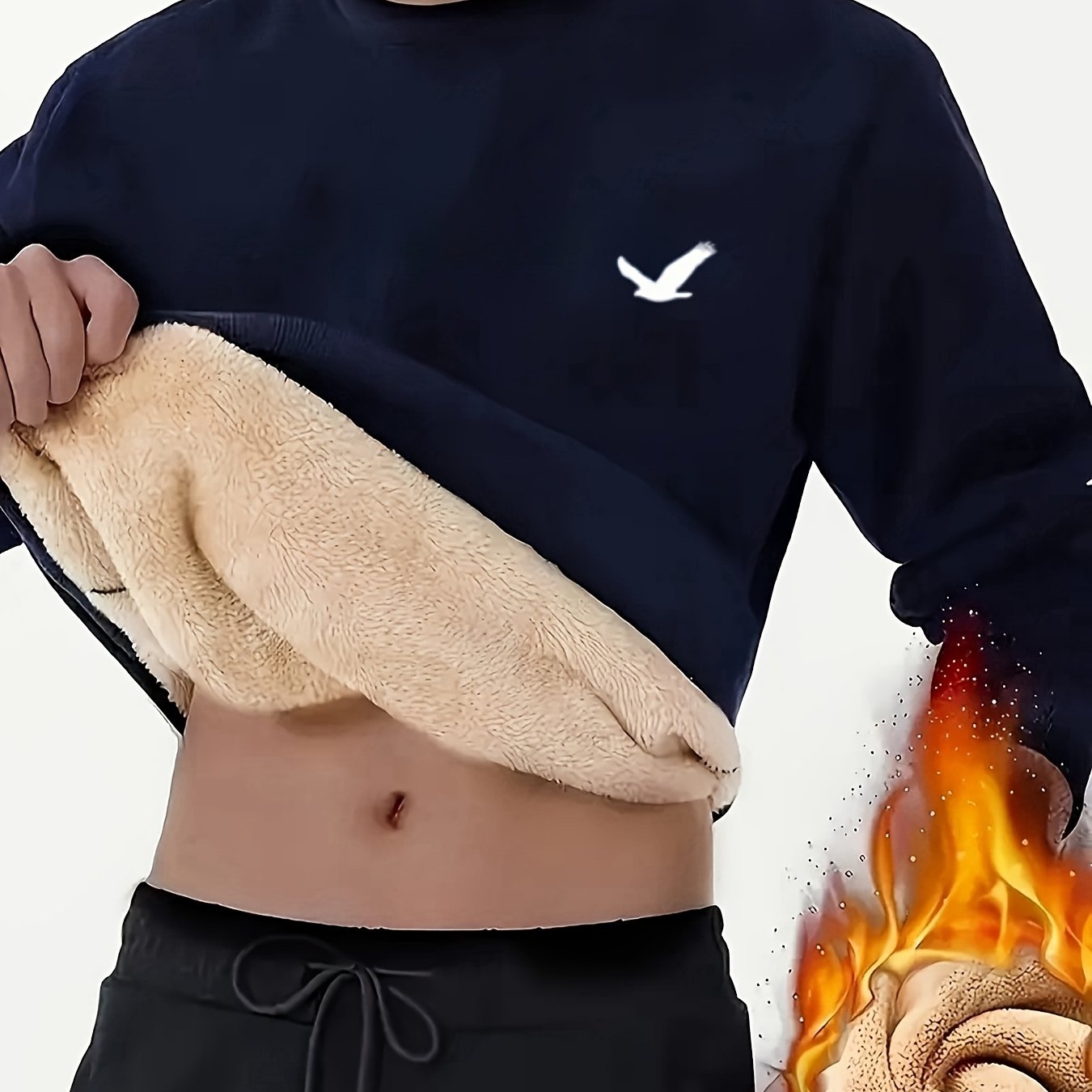Men's Thermal Insulated Sweatshirt - Heavyweight Layering Base Layer for Winter, Indoor/Outdoor Cold Weather Clothing - Machine Washable Round Neck Pullover, Winter Sweaters, Indoor Warmth, Simple Design, Comfortable Fit, Pul