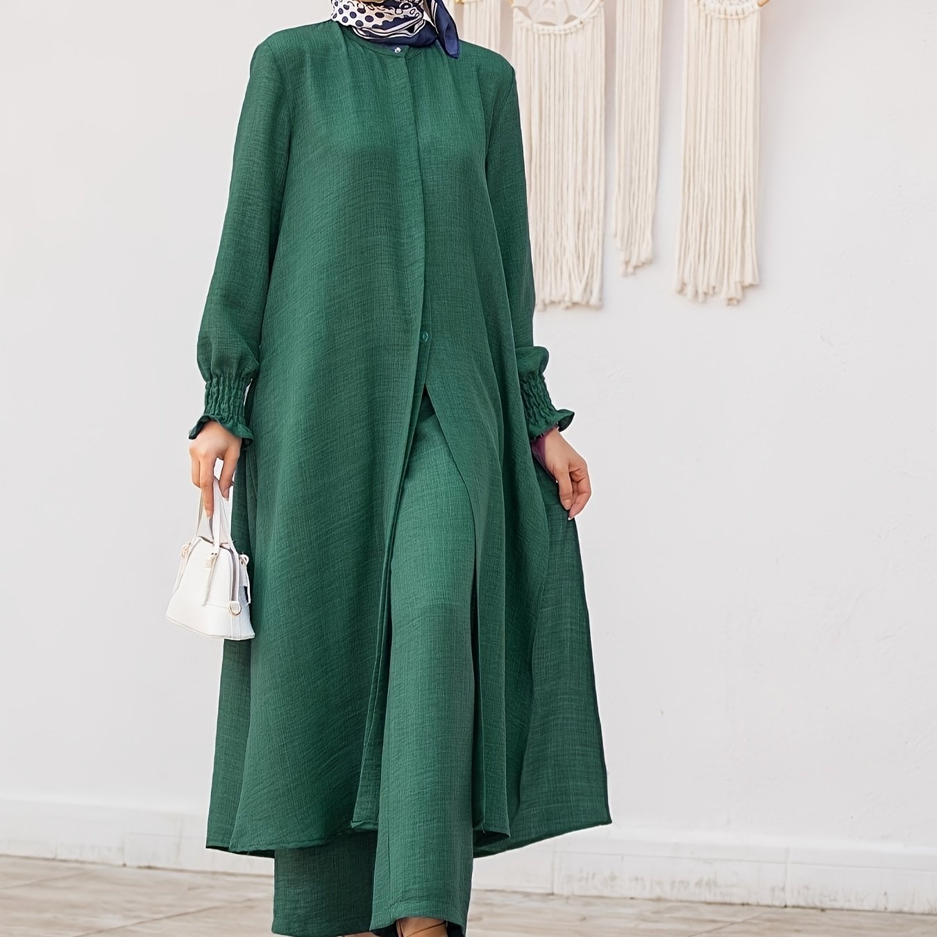 Middle East Ramadan Elegant Pure Muslim Casual Pants Set - Fashionable and Comfortable Design, Perfect for Daily Wear